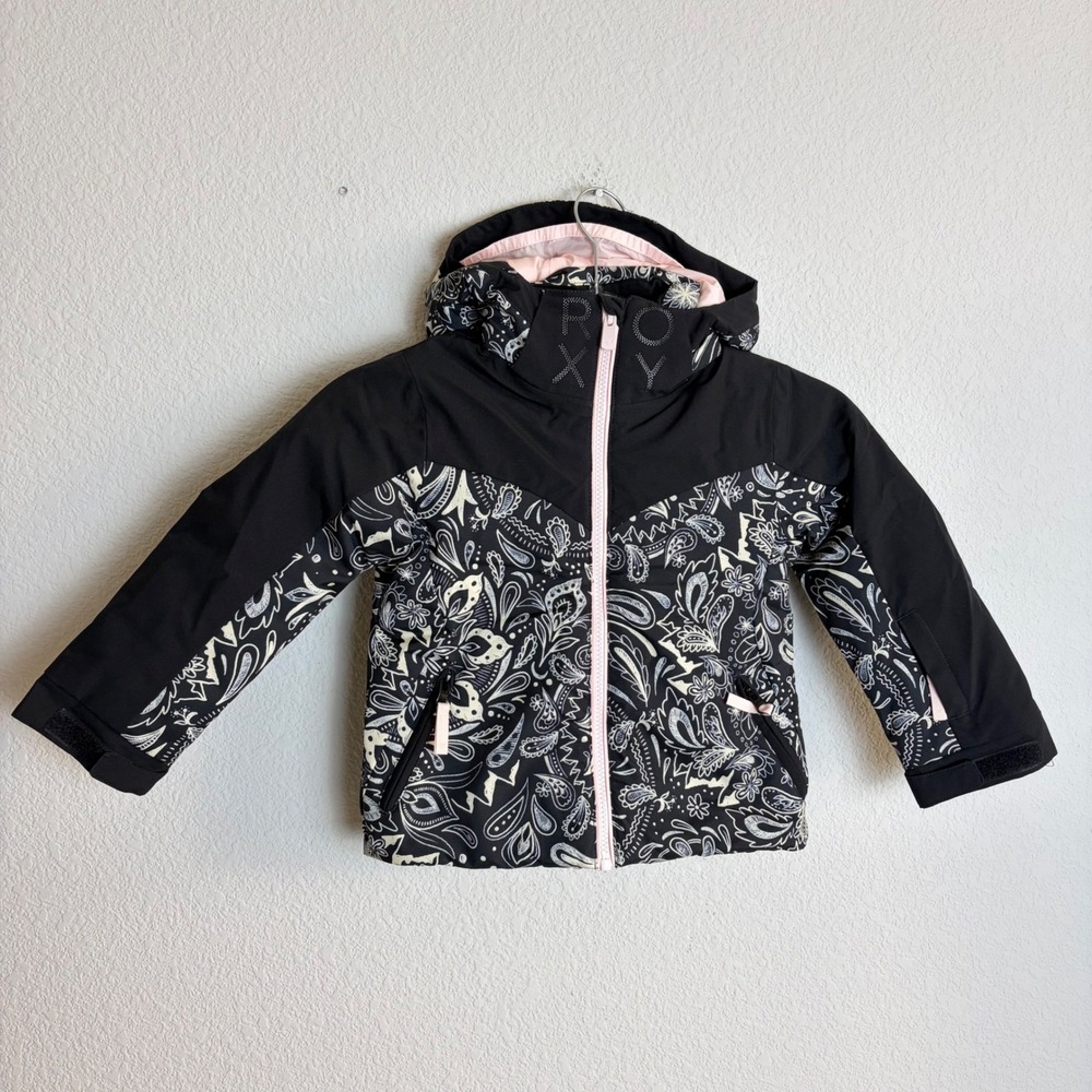Roxy Girl Free BlockJet Snow Jacket Black Paisley Floral ROFHM06R Size 4 NWT